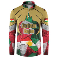 Kurdistan Region Iraq Button Sweatshirt Eagle Emblem Red Green Black - Wonder Print Shop