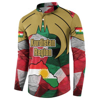 Kurdistan Region Iraq Button Sweatshirt Eagle Emblem Red Green Black - Wonder Print Shop