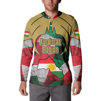 Kurdistan Region Iraq Button Sweatshirt Eagle Emblem Red Green Black - Wonder Print Shop