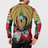 Kurdistan Region Iraq Button Sweatshirt Eagle Emblem Red Green Black - Wonder Print Shop