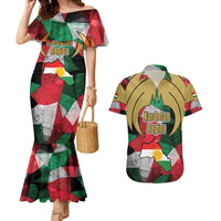 Kurdistan Region Iraq Couples Matching Mermaid Dress and Hawaiian Shirt Eagle Emblem Red Green Black - Wonder Print Shop