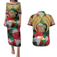 Kurdistan Region Iraq Couples Matching Puletasi and Hawaiian Shirt Eagle Emblem Red Green Black - Wonder Print Shop