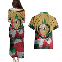 Kurdistan Region Iraq Couples Matching Puletasi and Hawaiian Shirt Eagle Emblem Red Green Black - Wonder Print Shop