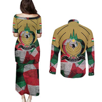 Kurdistan Region Iraq Couples Matching Puletasi and Long Sleeve Button Shirt Eagle Emblem Red Green Black - Wonder Print Shop