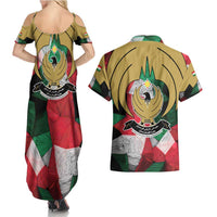 Kurdistan Region Iraq Couples Matching Summer Maxi Dress and Hawaiian Shirt Eagle Emblem Red Green Black - Wonder Print Shop