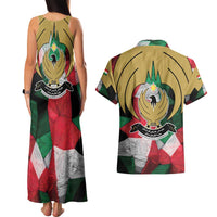 Kurdistan Region Iraq Couples Matching Tank Maxi Dress and Hawaiian Shirt Eagle Emblem Red Green Black - Wonder Print Shop