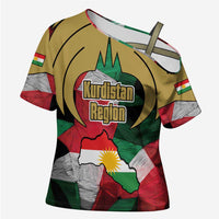 Kurdistan Region Iraq Cross Shoulder Shirt Eagle Emblem Red Green Black - Wonder Print Shop