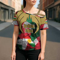 Kurdistan Region Iraq Cross Shoulder Shirt Eagle Emblem Red Green Black - Wonder Print Shop