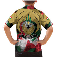 Kurdistan Region Iraq Family Matching Mermaid Dress and Hawaiian Shirt Eagle Emblem Red Green Black - Wonder Print Shop
