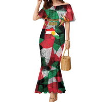 Kurdistan Region Iraq Family Matching Mermaid Dress and Hawaiian Shirt Eagle Emblem Red Green Black - Wonder Print Shop