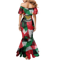 Kurdistan Region Iraq Family Matching Mermaid Dress and Hawaiian Shirt Eagle Emblem Red Green Black - Wonder Print Shop