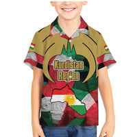 Kurdistan Region Iraq Family Matching Mermaid Dress and Hawaiian Shirt Eagle Emblem Red Green Black - Wonder Print Shop