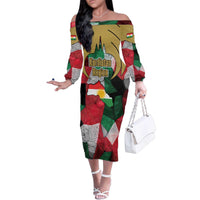 Kurdistan Region Iraq Family Matching Off The Shoulder Long Sleeve Dress and Hawaiian Shirt Eagle Emblem Red Green Black - Wonder Print Shop