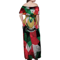 Kurdistan Region Iraq Family Matching Off Shoulder Maxi Dress and Hawaiian Shirt Eagle Emblem Red Green Black - Wonder Print Shop