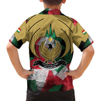 Kurdistan Region Iraq Family Matching Puletasi and Hawaiian Shirt Eagle Emblem Red Green Black - Wonder Print Shop