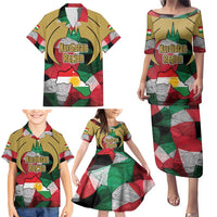 Kurdistan Region Iraq Family Matching Puletasi and Hawaiian Shirt Eagle Emblem Red Green Black - Wonder Print Shop