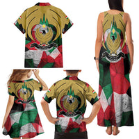 Kurdistan Region Iraq Family Matching Tank Maxi Dress and Hawaiian Shirt Eagle Emblem Red Green Black - Wonder Print Shop