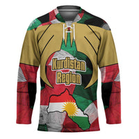 Kurdistan Region Iraq Hockey Jersey Eagle Emblem Red Green Black - Wonder Print Shop