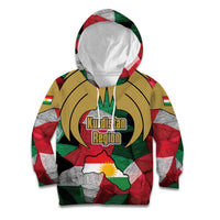 Kurdistan Region Iraq Kid Hoodie Eagle Emblem Red Green Black - Wonder Print Shop