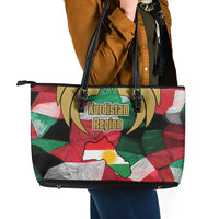 Kurdistan Region Iraq Leather Tote Bag Eagle Emblem Red Green Black - Wonder Print Shop