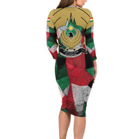 Kurdistan Region Iraq Long Sleeve Bodycon Dress Eagle Emblem Red Green Black - Wonder Print Shop