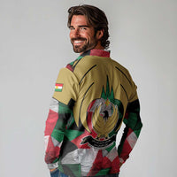 Kurdistan Region Iraq Long Sleeve Polo Shirt Eagle Emblem Red Green Black - Wonder Print Shop