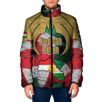 Kurdistan Region Iraq Padded Jacket Eagle Emblem Red Green Black - Wonder Print Shop