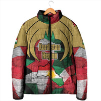 Kurdistan Region Iraq Padded Jacket Eagle Emblem Red Green Black - Wonder Print Shop