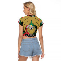 Kurdistan Region Iraq Raglan Cropped T Shirt Eagle Emblem Red Green Black - Wonder Print Shop
