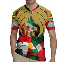 Kurdistan Region Iraq Rugby Jersey Eagle Emblem Red Green Black - Wonder Print Shop