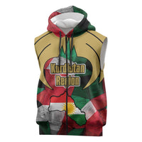 Kurdistan Region Iraq Sleeveless Zip Hoodie Eagle Emblem Red Green Black - Wonder Print Shop