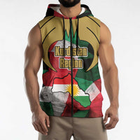 Kurdistan Region Iraq Sleeveless Zip Hoodie Eagle Emblem Red Green Black - Wonder Print Shop