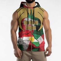 Kurdistan Region Iraq Sleeveless Zip Hoodie Eagle Emblem Red Green Black - Wonder Print Shop