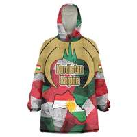 Kurdistan Region Iraq Wearable Blanket Hoodie Eagle Emblem Red Green Black - Wonder Print Shop