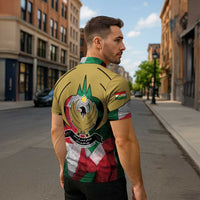 Kurdistan Region Iraq Zipper Polo Shirt Eagle Emblem Red Green Black - Wonder Print Shop
