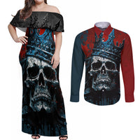 Skull King Couples Matching Off Shoulder Maxi Dress and Long Sleeve Button Shirts The Time Is Always Right To Do What Is Right - Wonder Print Shop