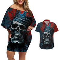 Skull King Couples Matching Off Shoulder Short Dress and Hawaiian Shirt The Time Is Always Right To Do What Is Right - Wonder Print Shop