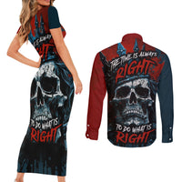 Skull King Couples Matching Short Sleeve Bodycon Dress and Long Sleeve Button Shirts The Time Is Always Right To Do What Is Right - Wonder Print Shop
