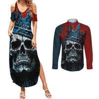 Skull King Couples Matching Summer Maxi Dress and Long Sleeve Button Shirts The Time Is Always Right To Do What Is Right - Wonder Print Shop
