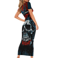 Skull King Short Sleeve Bodycon Dress The Time Is Always Right To Do What Is Right - Wonder Print Shop