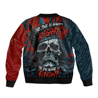 Skull King Sleeve Zip Bomber Jacket The Time Is Always Right To Do What Is Right - Wonder Print Shop