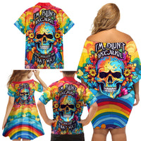 Floral Skull Family Matching Off Shoulder Short Dress and Hawaiian Shirt I'm Blunt because god rolled me that way - Wonder Print Shop