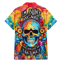 Floral Skull Family Matching Short Sleeve Bodycon Dress and Hawaiian Shirt I'm Blunt because god rolled me that way - Wonder Print Shop