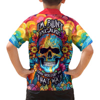 Floral Skull Kid Hawaiian Shirt I'm Blunt because god rolled me that way - Wonder Print Shop