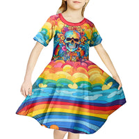 Floral Skull Kid Short Sleeve Dress I'm Blunt because god rolled me that way - Wonder Print Shop