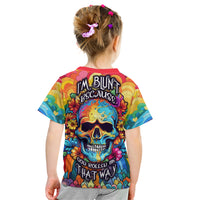 Floral Skull Kid T Shirt I'm Blunt because god rolled me that way - Wonder Print Shop