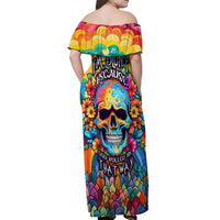 Floral Skull Off Shoulder Maxi Dress I'm Blunt because god rolled me that way - Wonder Print Shop