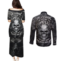 Horror Skull Couples Matching Puletasi Dress and Long Sleeve Button Shirts Of course i'm going to hell i'm just here to pick you up - Wonder Print Shop