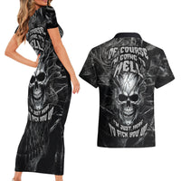 Horror Skull Couples Matching Short Sleeve Bodycon Dress and Hawaiian Shirt Of course i'm going to hell i'm just here to pick you up - Wonder Print Shop