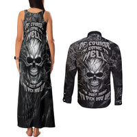 Horror Skull Couples Matching Tank Maxi Dress and Long Sleeve Button Shirts Of course i'm going to hell i'm just here to pick you up - Wonder Print Shop